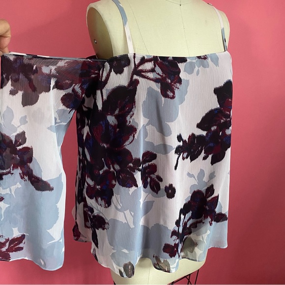 🌈4/$20🌈 Beautiful Rachel Rachel Roy Off the Shoulder Delicate Floral Blouse L - Picture 4 of 10